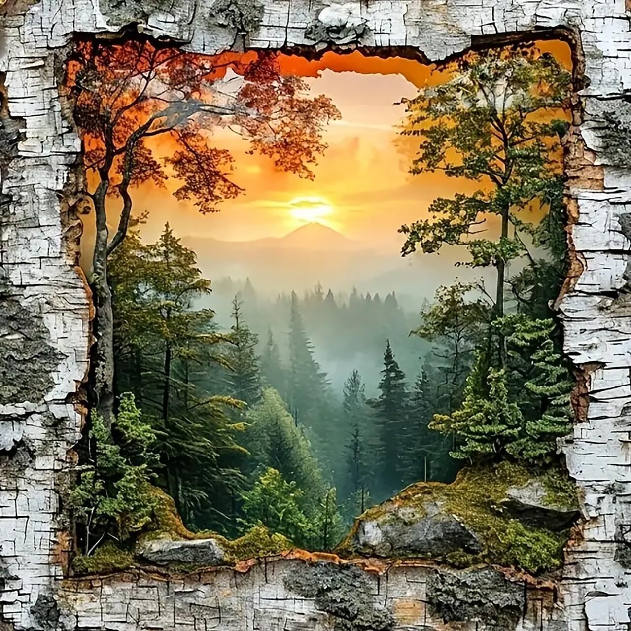 5D Diamond Art Kits for Adults Beginners, Forest Landscape Diamond Painting Kits, DIY Full Round Drill Paint by Diamonds Dot Gem Art for Adults, Home Wall Decor 13.7X13.7 Inch